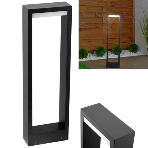 Lumiled Pollerleuchte Außenstehleuchte 60cm Stehlampe Außenleuchte Außenbeleuchtung Wegeleuchte Gartenleuchte Wegelampe Standleuchte LED 10W IP44 schwarz spritzwasserdicht 4000K 700Lm Neutralweiß