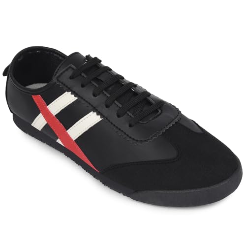 Image of Liberty LEAP7X Black Sneakers for Men - Memory Foam Lace-Up Casual Wear