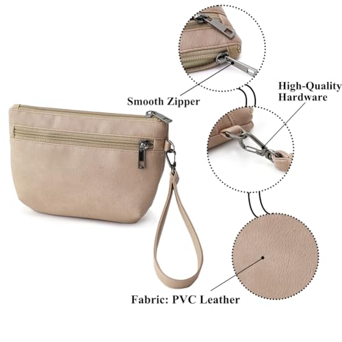 Image of Small Wristlet Wallets for Women, Zip Clutch Bag with Wristlet Pouch, 3-Zipper Original Design