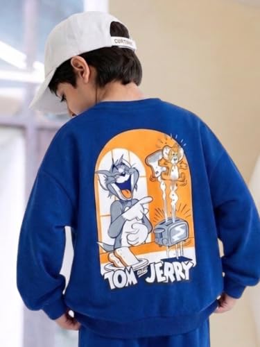 Image of Nap Chief Kids Cotton Official Tom & Jerry Printed Co ord set for Boys & Girls, Sweatshirt and Joggers Clothing Set for Casual Wear