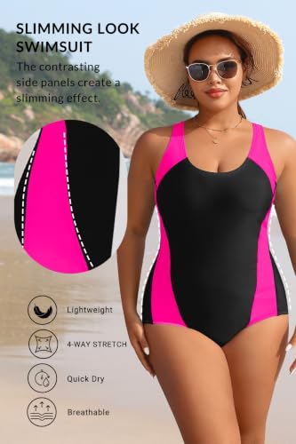 Image of Aqua Eve Plus Size Swimsuits Athletic One Piece Bathing Suit for Women Tummy Control Slimming Swimwear
