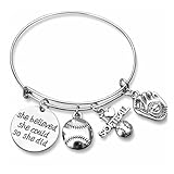 SportyBella Softball Bracelet - She Believed She Could So She Did Adjustable Bangle, Softball Jewelry, Birthday, Graduation Gifts for Teams, and Accessories