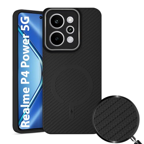 Image of LIRAMARK Rugged Carbon Fibre TPU Armor Silicone Back Cover Case for Realme P4 Power 5G