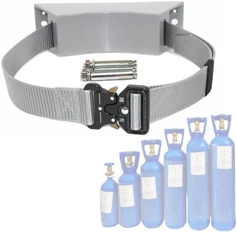 Genérico Soporte para Tanque de oxígeno - Estante de Almacenamiento de Cilindros de Gas con Correa de Seguridad - Soporte de Montaje en Pared para Almacenamiento Seguro de Tanques de oxígeno y propan
