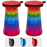 VECELO 折りたたみ椅子 携帯 折畳【2点セット】伸縮式 超軽量 コンパクト 耐荷重150kg 直径25×高さ7~45cm 携帯便利 一秒開閉でき 高さ調節可能 キャンプ 野外レジャー用 組み立て不要 ピクニック BBQバーベキュー お花見 アウトドアチェア