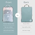 Large Packing Cube Set with See Through Mesh- Compression Packing Cubes Travel Organizers by TRIPPED Travel Gear (Dusty Teal) - Image 5