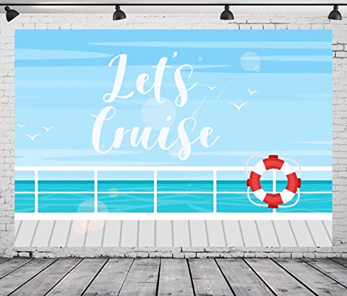 CORFOTO 15x10ft Cartone animato Let's Cruise Sfondo per nave da crociera Sfondo fotografico Tema nautico Decorazioni per feste di compleanno Puntelli per servizi fotografici