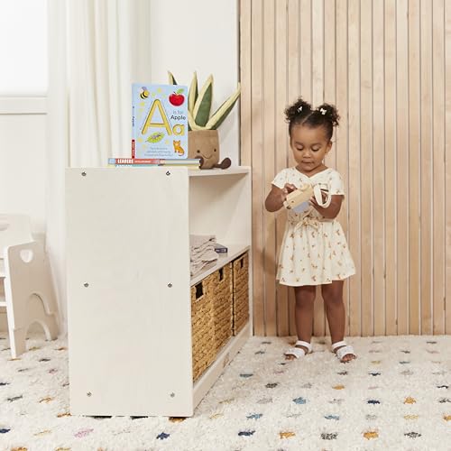 Image of ECR4Kids 2-Shelf Mobile Island Storage Cabinet, Classroom Furniture, White Wash