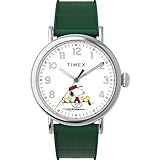 Timex Men's Peanuts Waterbury Standard 40mm Watch - Green Strap White Dial Silver-Tone Case