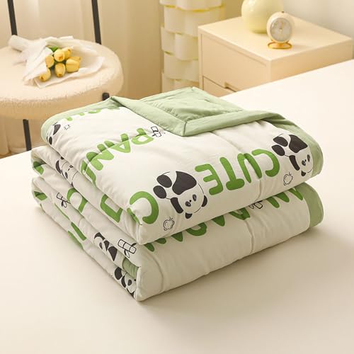 DOTBUY-SHOP Trapuntino Copriletto Estivo Primaverile, Stampe Carine Trapunta Leggera, Cotone di Soia Copriletto Trapuntato per Letto Singolo, Letto Matrimoniale (Panda,150x200cm)