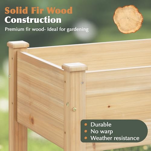 Image of Wood Raised Garden Bed, 48x24x30in Elevated Wooden Planter Box with Legs Standing Growing Bed for Backyard, Patio, Balcony with Bed Liner, 200 Pound Capacity 2PCS