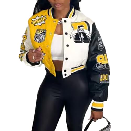 VOIKERDR Button Down Shirts for Women Outerwear Windbreaker Varsity Jacket for Women Fall Lightweight Jacket 2024