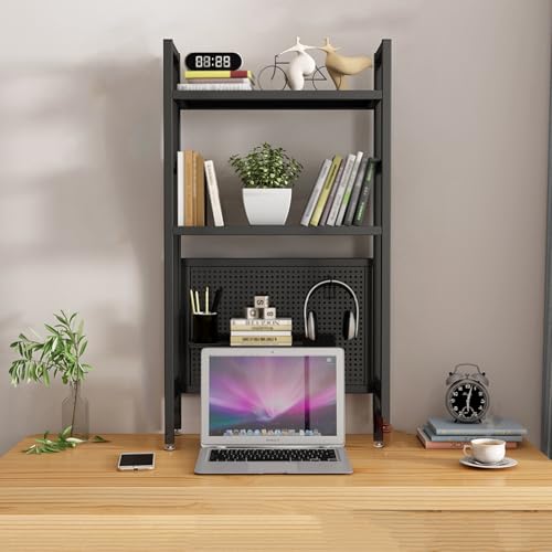Étagère de rangement pour bureau à domicile perforée noire pour résoudre le manque de place