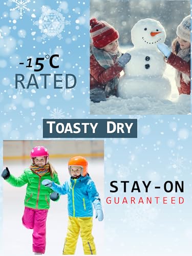 Image of SATINIOR Kids Snow Mittens Waterproof Winter Ski Gloves Warm Thicken Snow Gloves for Girls Boys