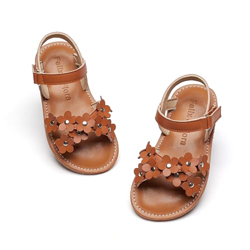 Image of Felix & Flora Toddler Girl Sandals -Flower Girl Dress Shoes Open Toe Little Kid Flats