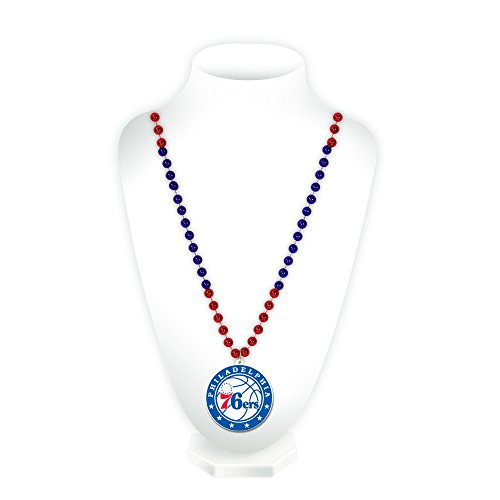 Rico Industries NBA Basketball Philadelphia 76ers Bead Necklace With Molded Medallion