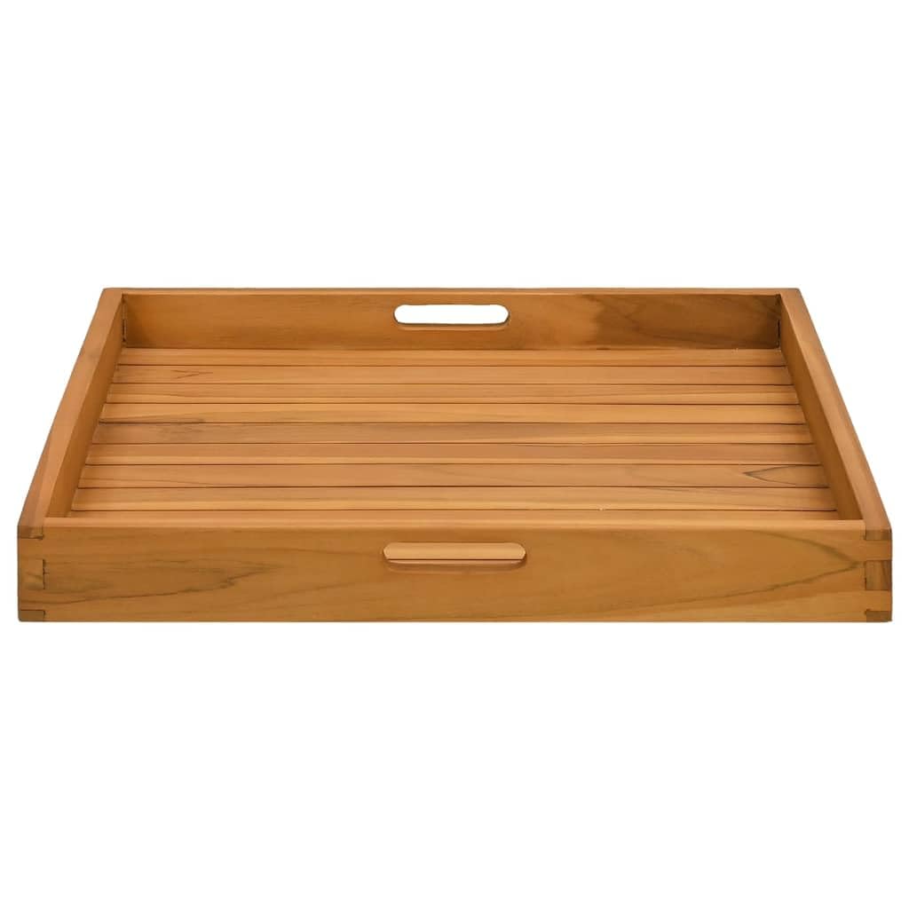 Mangloder - Vassoio da portata in legno massello di teak, 60 x 60 x 7 cm, finemente levigato con manici incassati, bordi rialzati per servire, buffet, catering, cucina, sala da pranzo e feste