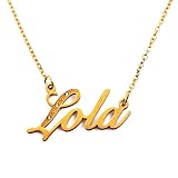 Poids: environ 5 g Kigu Lola Collier Prénom Personnalisé Plaqué Or Inc Cristaux, Pendentifs Nom Dainty Personnalisés, Bijoux pour Dames, Petite Amie, Mère, Sœur, Amis Inc Sac & Boîte