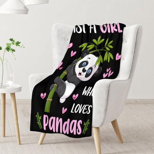 Mercuryelf Panda Throw Blanket - Soft, Fuzzy & Warm - 50x60 Inches Flannel Blankets for Living Room, Sofa - Black Cute Throws Gift for Teens