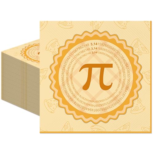 50Pcs Pi Symbol Pie Party Napkins Pi Day Party Decorations Math Pi Day 3.14 March 14th Circumference Theme Party Supplies Disposable Drink Luncheon Dinner Table Decor Supplies Napkins 6.5" x 6.5"