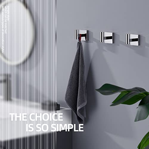 Image of KOKOSIRI Robe Hook Bathroom Towel Coat Hooks for Bath Kitchen Wall 3 Pack Chrome Stainless Steel B1013CH-P3