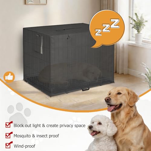 Dalema 42 Inch Wire Dog Crate Cover,Durable Windproof Privacy Polyester Pet Kennel Covers,Breathable Blackout Cover for 1/2/3 Door Dog Cage. (42" L x 28" W x 30" H,Black) by Dalema - Image 7