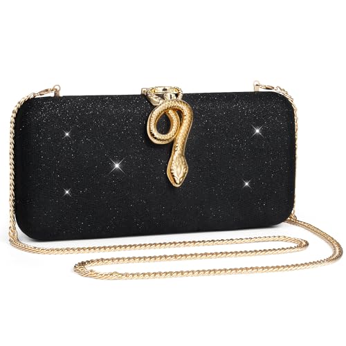 jessie Womens Evening Bags Formal Bridal Wedding Small Clutches Purses Crossbody Prom Cocktail Party Handbags (Black 1)