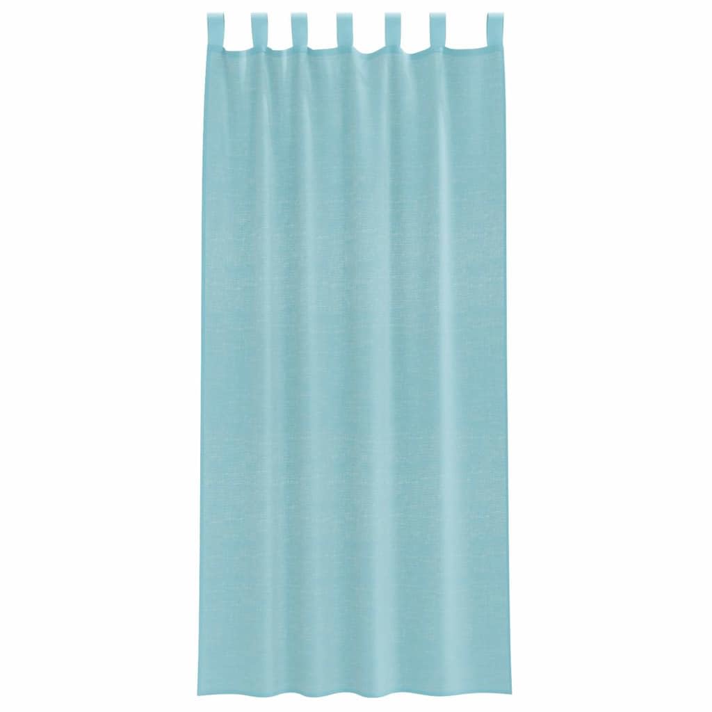 Voile Vorhänge mit Schlaufen 2 Stück Türkis 140x245 cm, 100% Polyester, semi-transparente Gardinen für Wohnzimmer und Küche, waschbare Vorhänge, blickdichte Schlaufenschals