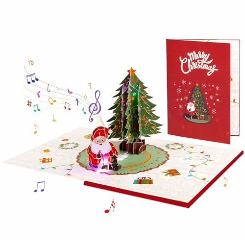 Biglietto di Natale pop-up 3D con musica e luce,Biglietto 3D