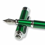 U-RIGHT Green Fountain Pen Fine Nib with Converter, Fancy Classic Design Smooth Writing Pen for Gift