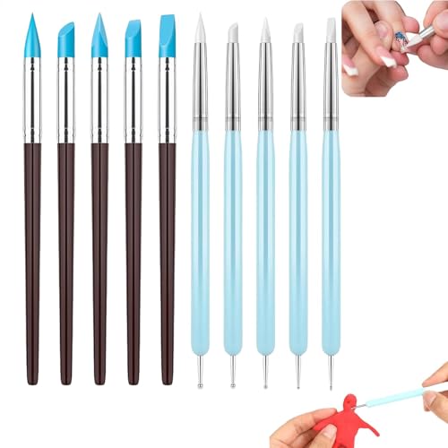 Outils de sculpture en argile flexible, pinceaux en silicone pour la résine | Brosses de stylos de peinture de pointe en silicone professionnelle - Stylo de...
