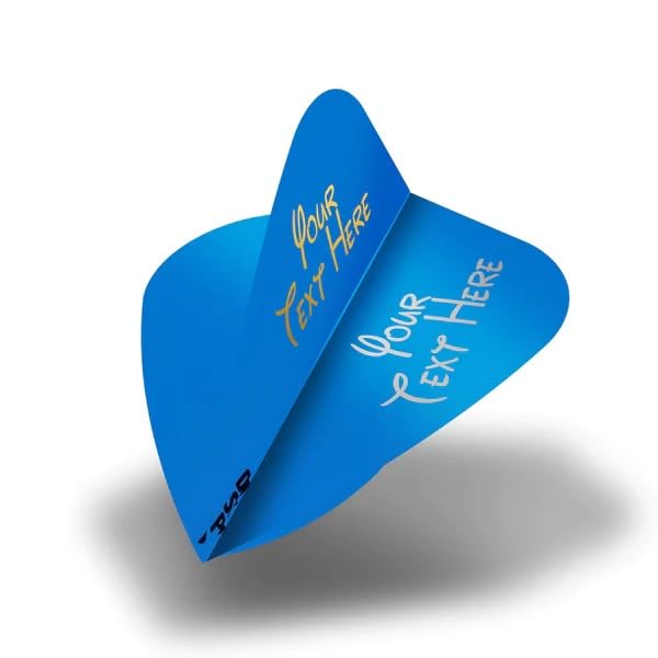 DESIGNA DARTS Personalised 75 Micron Flights | Custom Hot Foil Print Dart Flights | 5 Sets of 3 Flights, Kite, Blue (PF9013BL)