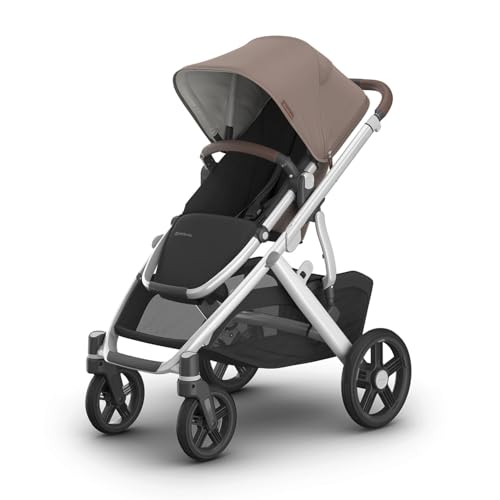 UPPAbaby Vista V3 Stroller – Full-Size Single-to-Double Stroller System – Toddler Seat, Bug Shield, Rain Shield, and Storage Bag Included – Theo (Dark Taupe/Silver Frame/Chestnut Leather)