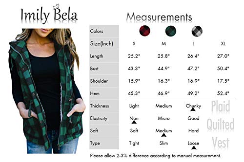 Imily Bela Womens Draped Open Front Lapel Sleeveless Plaid Vest Waterfall Cardigan Jackets with Pockets Green