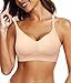 OEAK Womens Wireless Jelly Bras Comfortable Push Up Bra No Underwire Gel Bra Full Support Lift Everyday Seamless Tshirt Bras L Jacquard Nude