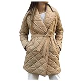 ZRYAZQ Daunenmantel Damen Lang Winter Wintermantel Damen Warm mit Gürtel Lange Daunenjacke Leicht...