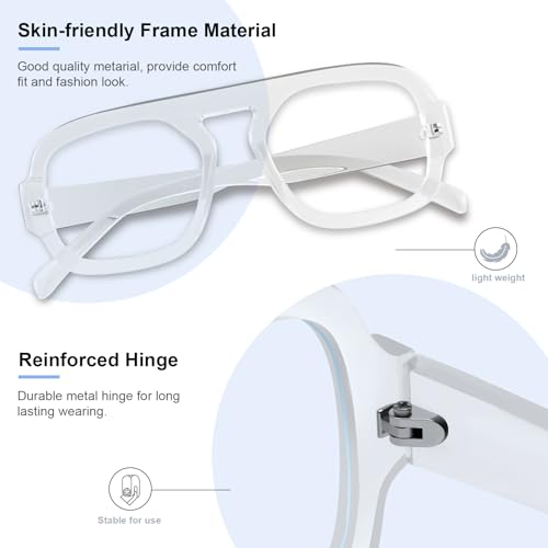 Image of Aviator Blue Light Blocking Glasses for Women Men Square Flat Top Computer TV Eyeglasses Anti Eyestrain
