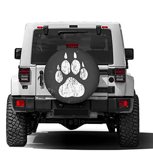 Image of Delerain Dog Paw Print Spare Tire Covers for RV Trailer SUV Truck and Many Vehicle, Wheel Covers Sun Protector Waterproof (15 Inch for Diameter 27 inch-29 inch)