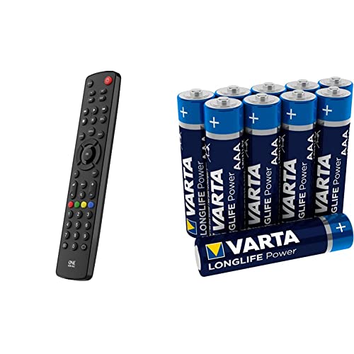 Télécommande Universelle One For All Contour 4 - Noire & VARTA Longlife Power AAA Micro LR03 Alkaline Battery (10-Pack) - Made in Germany - Ideal for Toys, Torches, Controllers