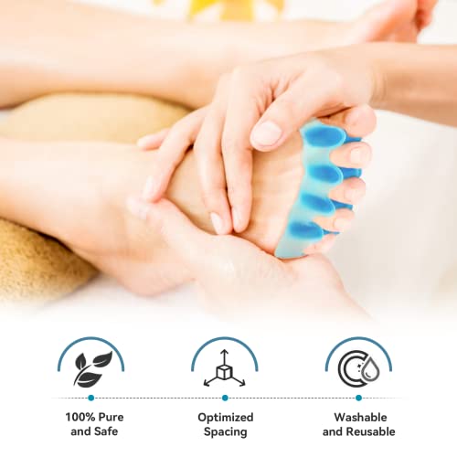 Sumiwish Toe Separators, 8 Pcs Toe Stretcher For Therapeutic Relief From Plantar Fasciitis, (Blue And Clear) Soft Gel Toe Spacers To Correct Bunions, Hammer Toes, Claw Toes -4 Pairs, Soft Material #TOP2