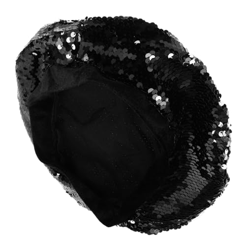 GAROZATION Chic Sequin Beret Hats for Women French Beret Vintage Style Warm and Stylish Black