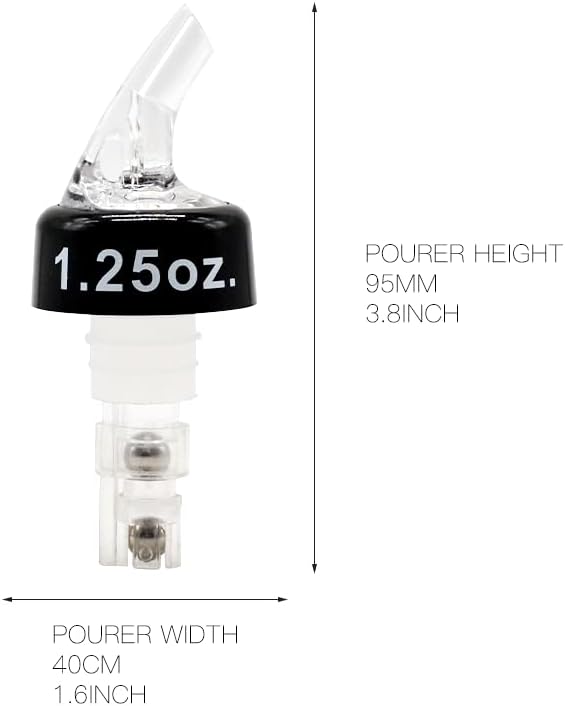 12 Pack Measured Liquor Bottle Pourer Spout With Collar (Clear 1.25oz 37.5ml), Jigger Quick Shot Spirit Measure Pourer for Alcohol Wine Cocktail