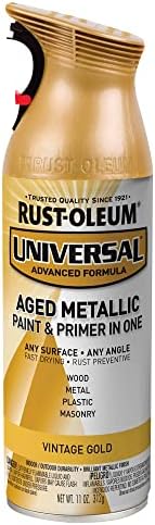 Rust-Oleum 342918 Universal All Surface Aged Metallic Spray Paint, 11 oz, Vintage Gold