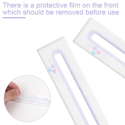 BOXOB 4stk Mahjong-Linienfinder, Mahjong-Regelleser mit Herzmuster Spielerhilfen Lesezubehör (Lila)