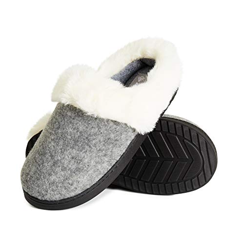 DUNLOP Hausschuhe Damen, Winterschuhe Damen Gedächtnis Schaum, Plüsch...