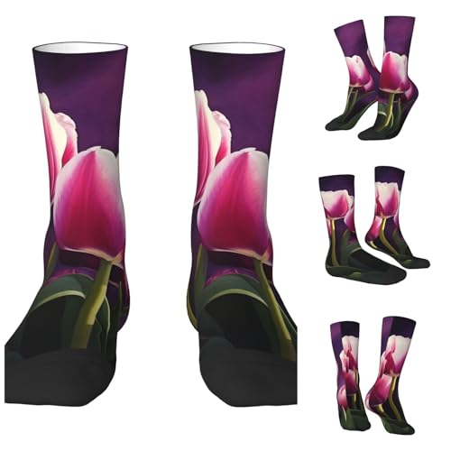 LZQPOEAS Flowers Athletic Socks Unisex Cushioned Crew Socks Hiking Running Calf Sock Soft Above Ankle Sock