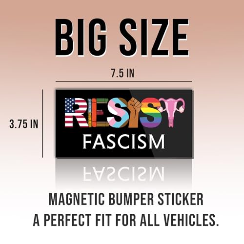 Magnet Resist Fascism Magnet Banned Books LGBTQ Rights Trans Equality Liberal Social Justice Pride Black for Bumper, Refrigerator, Cruise Door, Car, Truck 7.5x3.75in