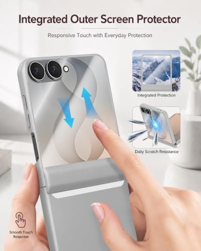 Image of STORMTAL for Samsung Galaxy Z Flip 8 Case, Hinge Protection, Built-in Screen Protector, Wireless Charging, Shockproof, Slim Rugged Phone Protective Case for Galaxy Z Flip 8 Silver