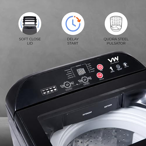 Image of VW V10 HeatPro 10 Kg 5 Star Fully-Automatic Top Loading Washing Machine with In-built Heater (Black)