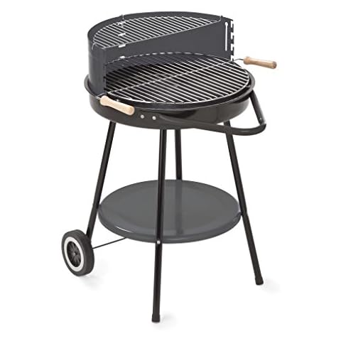 GRILLCHEF Holzkohlegrillwagen Corso | Emaillierte Feuerschale & höhenverstellbarer verchromter Grillrost | Mit Rollen Cover